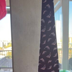 Banana Republic Navy Dolphin Print Tie brand new!
